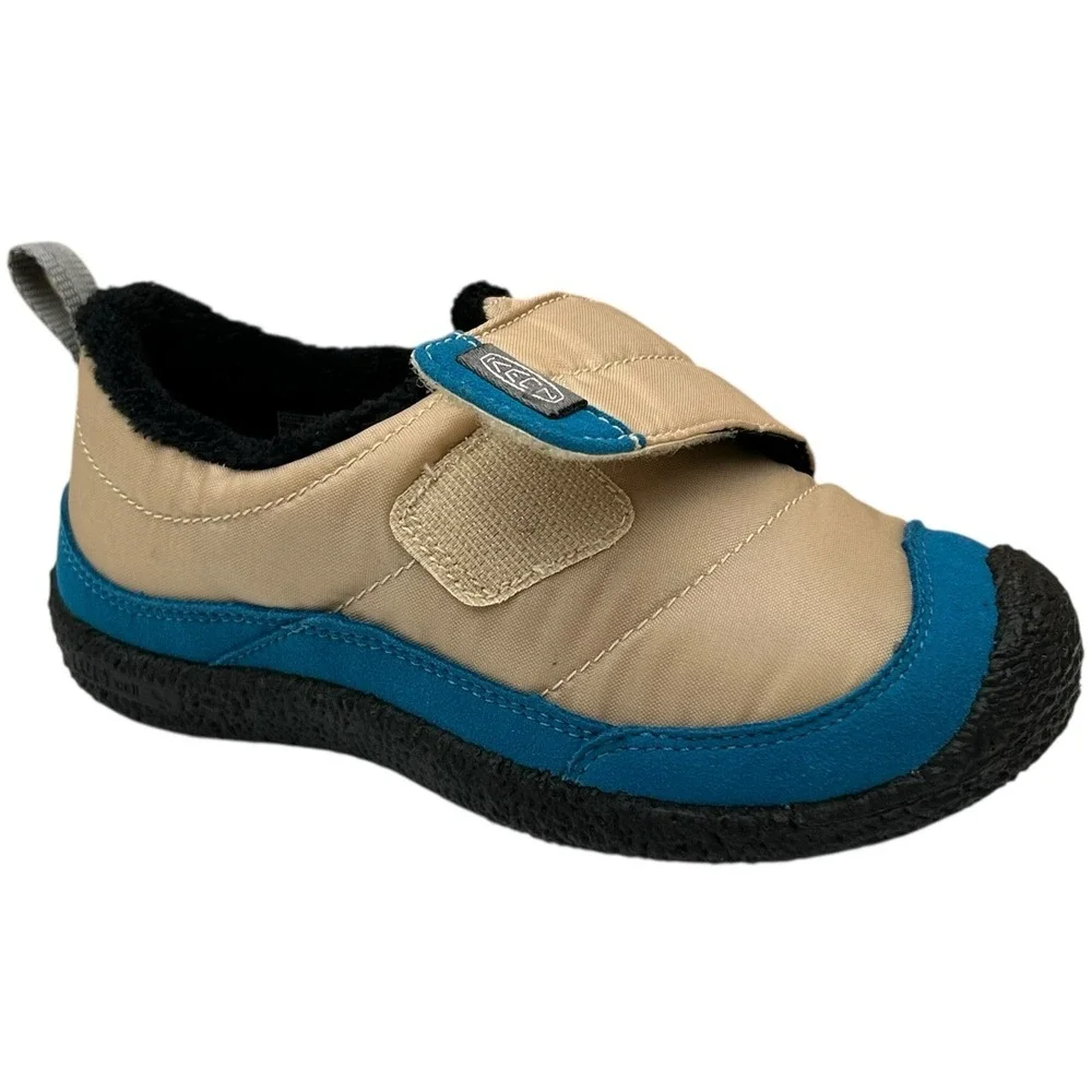 KEEN Howser‎ Little Boys Faux Fur Lined Slippers Size 12 Blue-Beige Warm Shoes